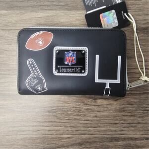 Loungefly NFL: Las Vegas Raiders Wallet with Patches Black and Grey NWT